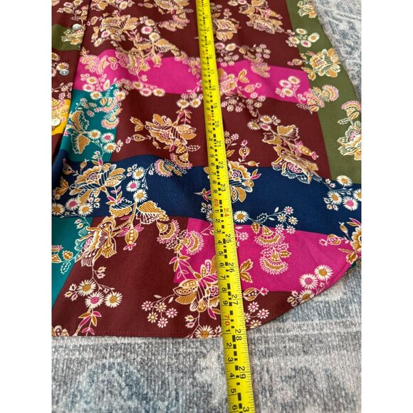 Rose + Olive Women's Button Up Collared Dressy Floral Blouse 2X Boho 3/4 Sleeves - Picture 8 of 11